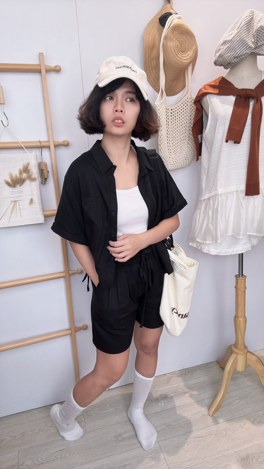 软棉麻短裤套装
