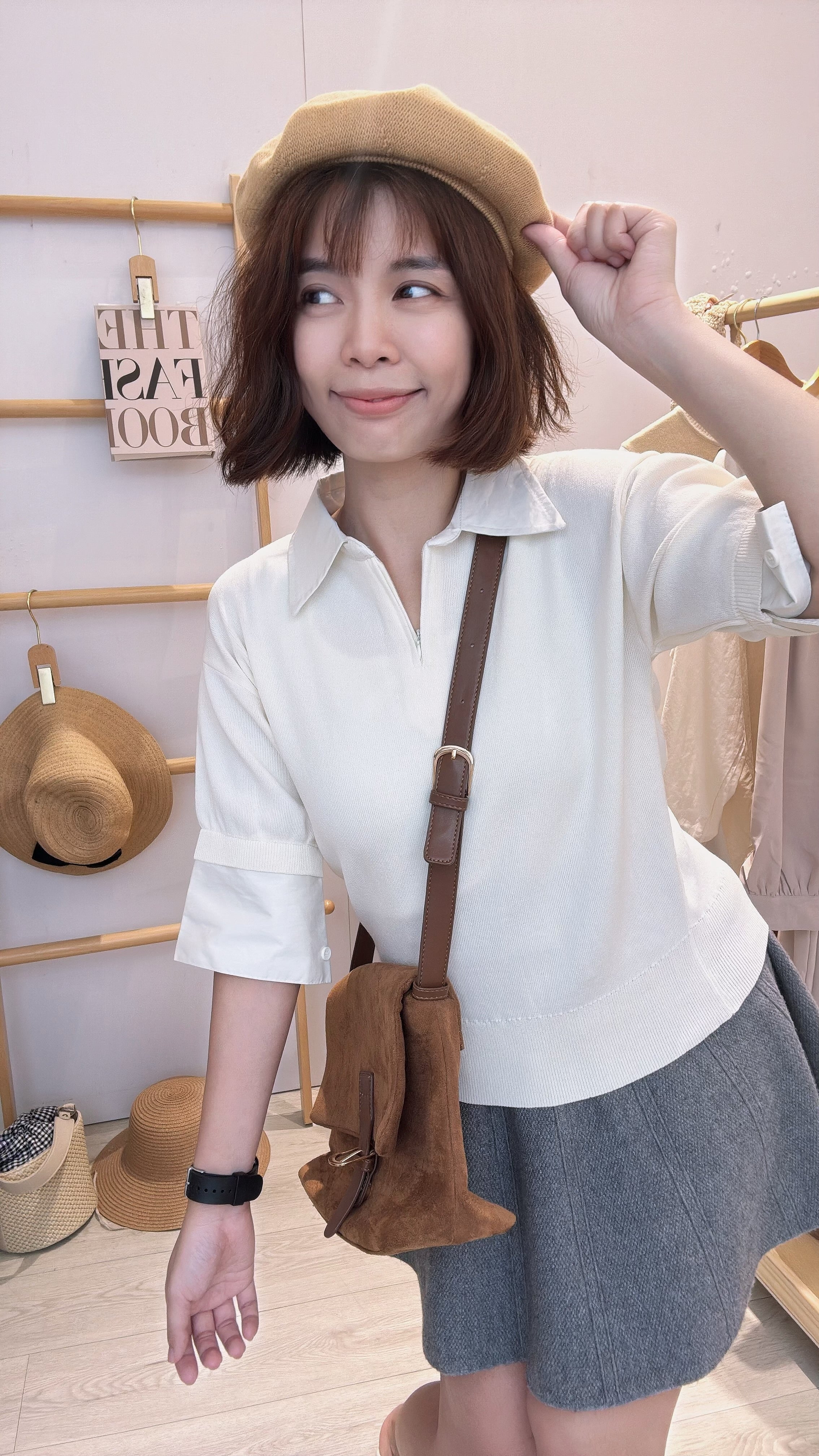 冰丝针织撞色上衣