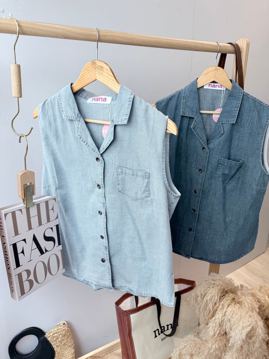 薄牛仔出袖外套上衣