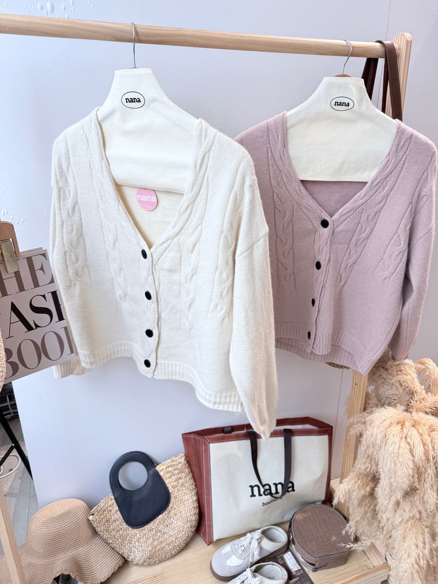 甜美编织软针织小厚外套