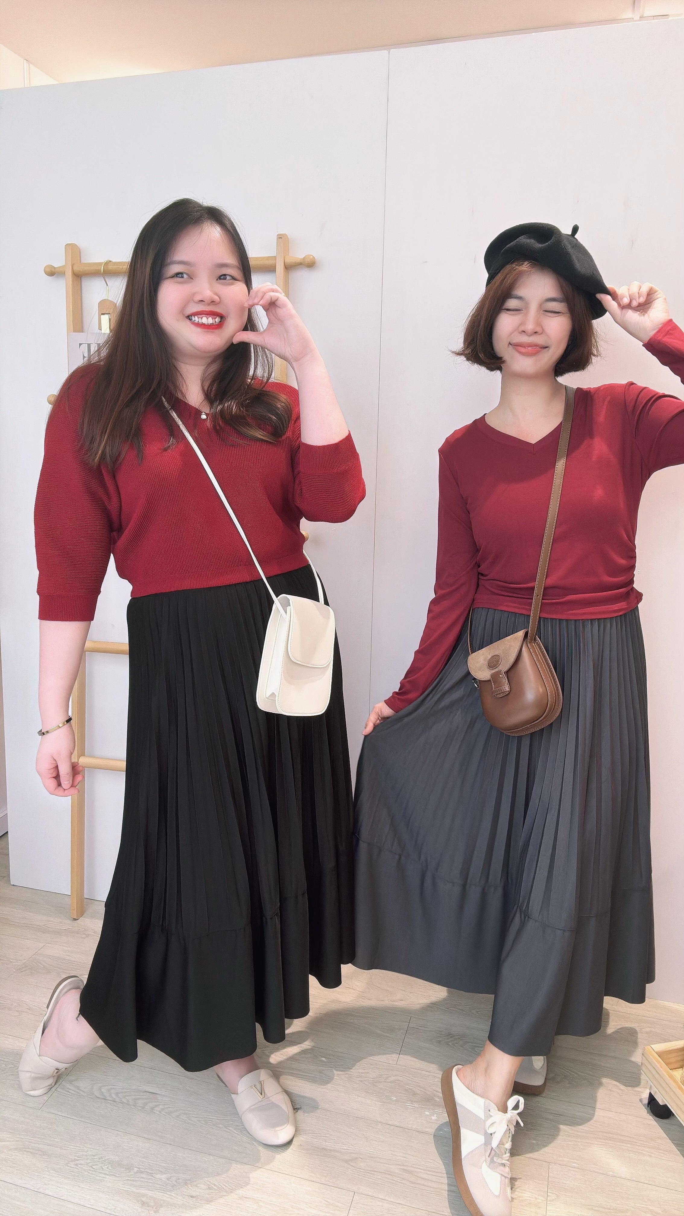 西装雪纺百折半长裙