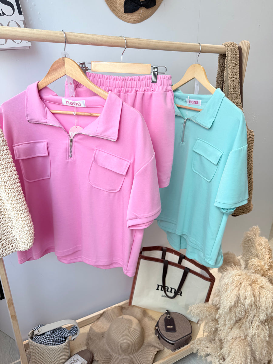 空气棉单色短裤套装