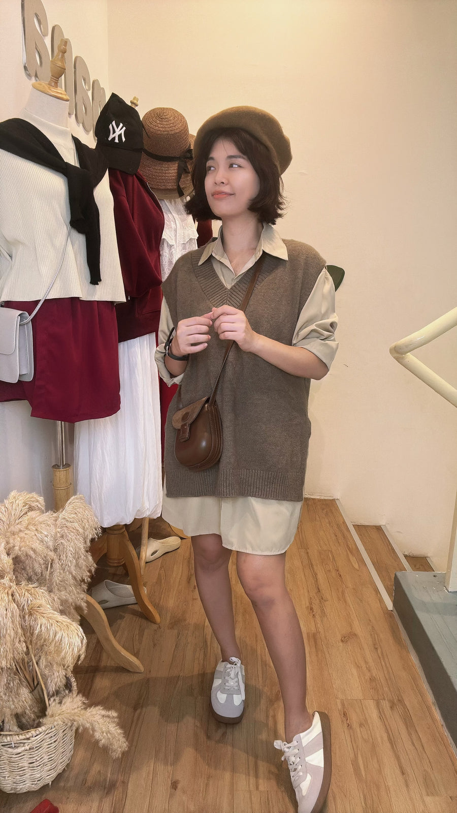 雪纺并接针织短连身裙