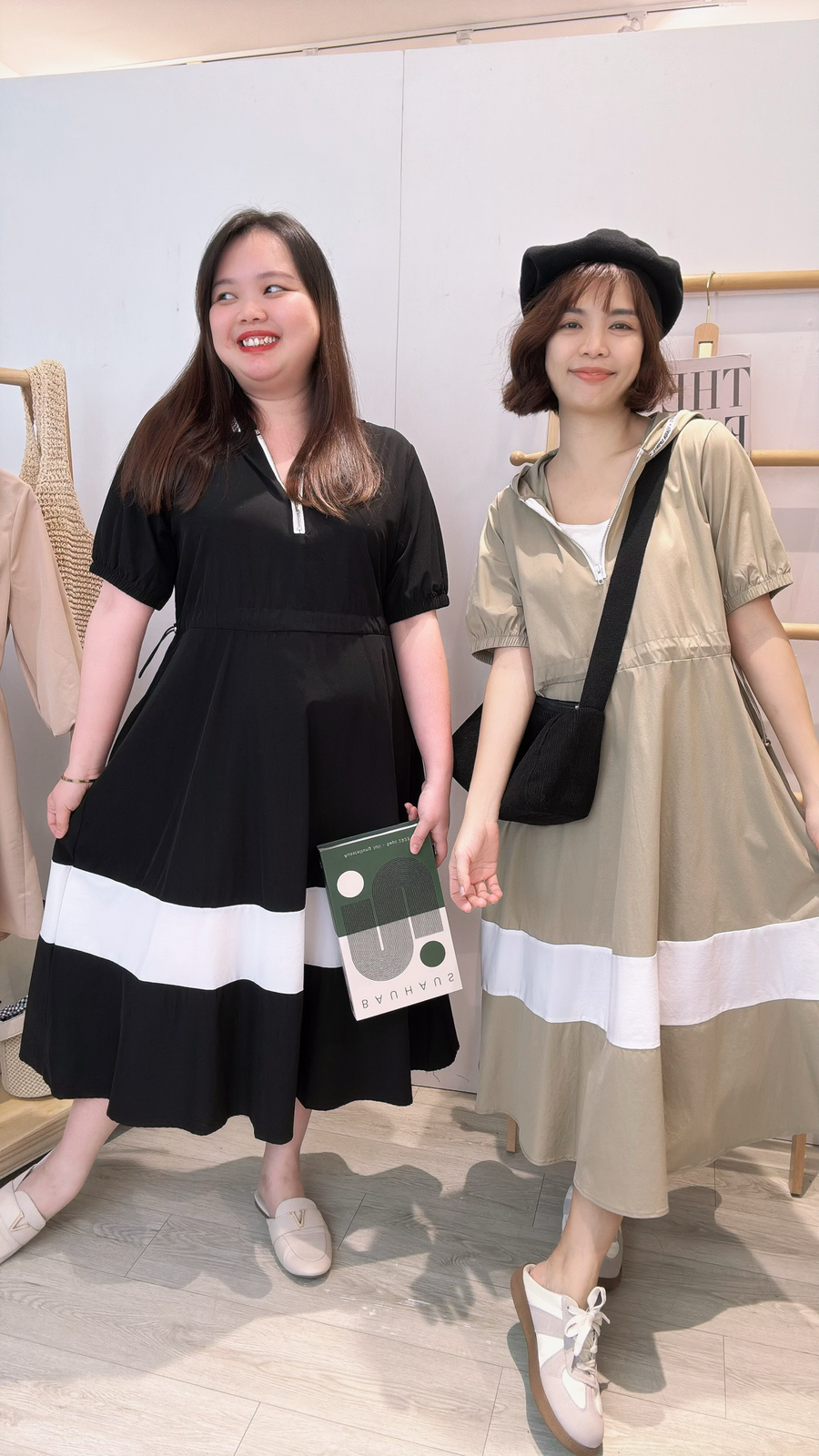 防水面料帅气连帽连身裙