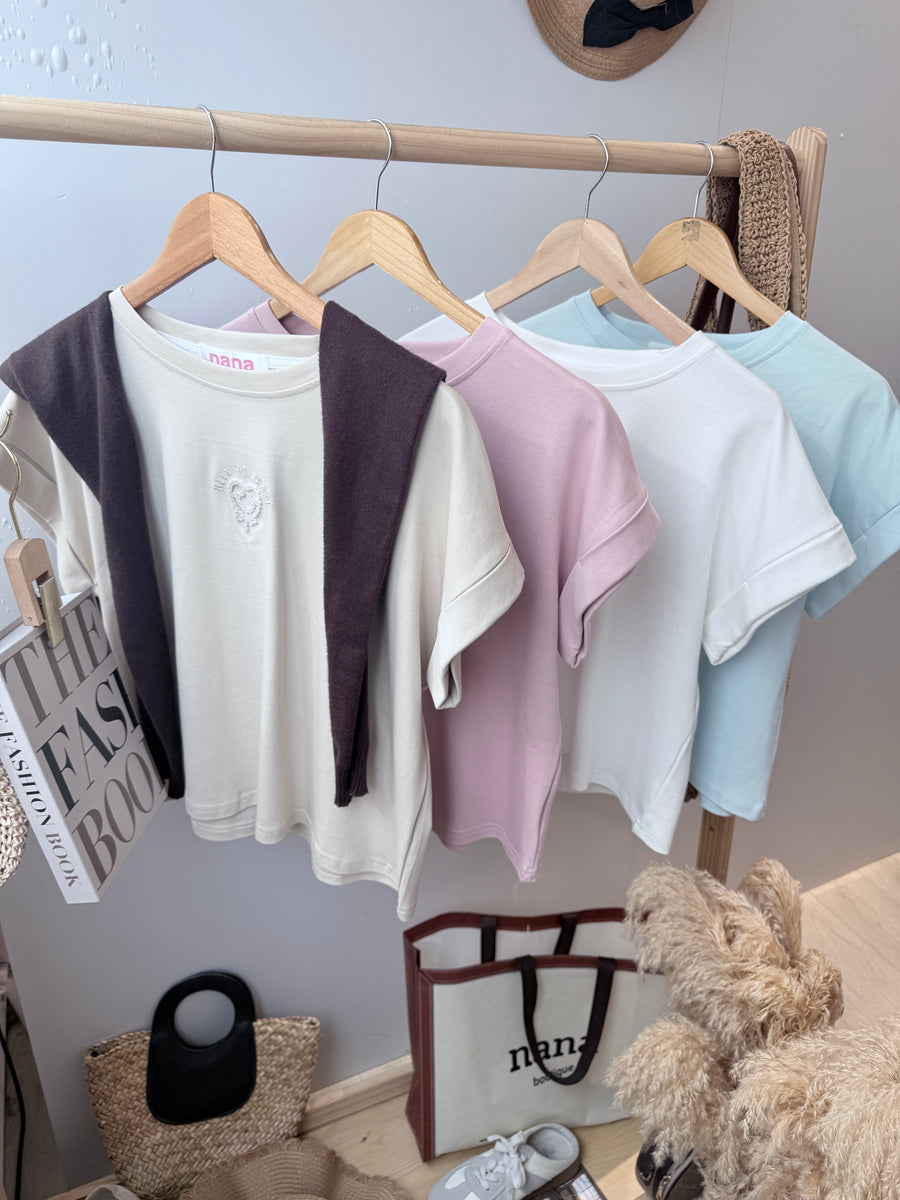 滑滑棉质单色心形图案上衣