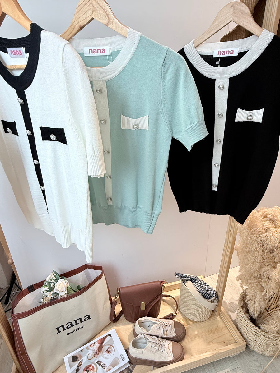 气质薄款好穿针织假钮上衣