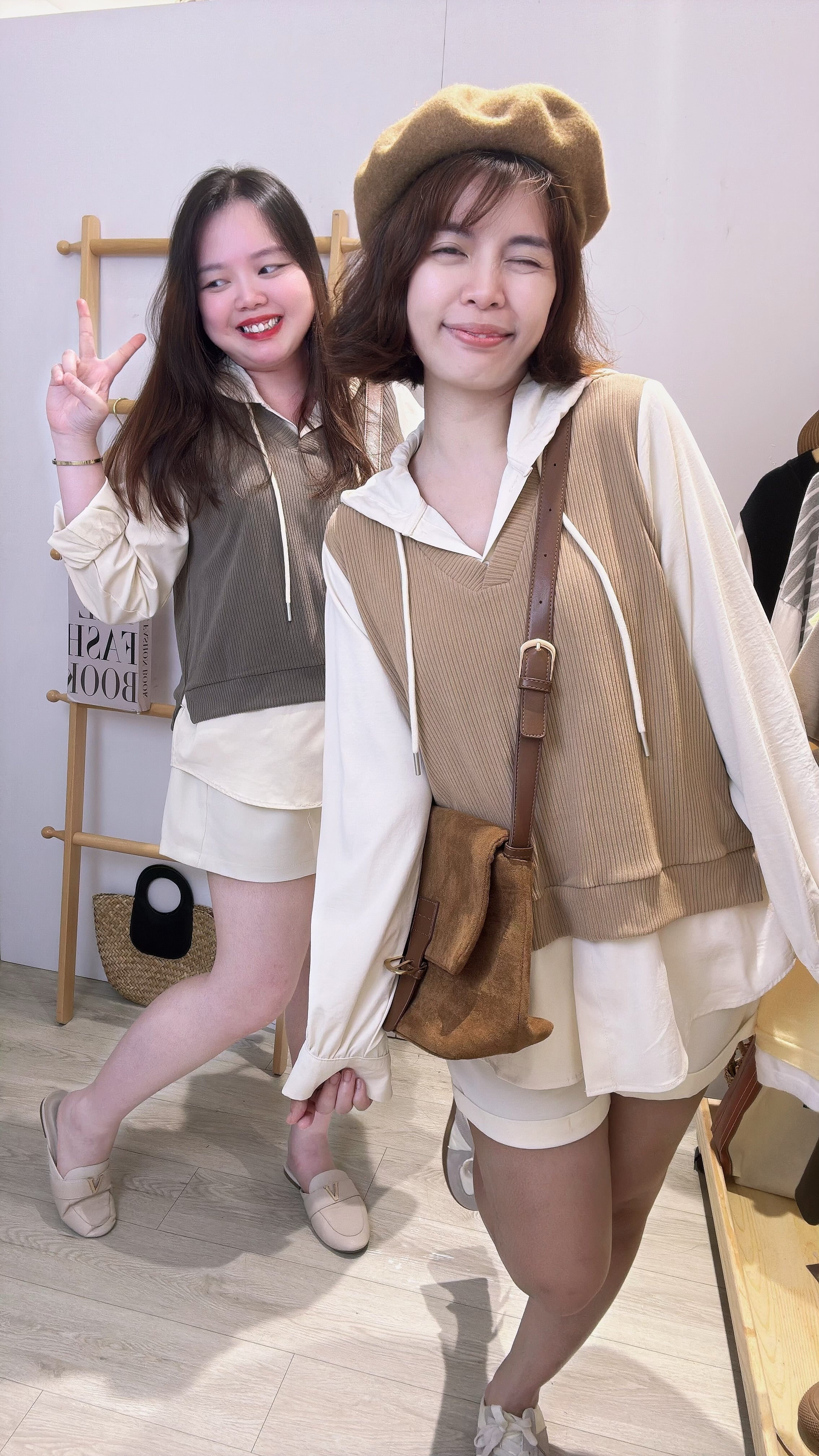 复古条纹撞色雪纺家两件连帽上衣