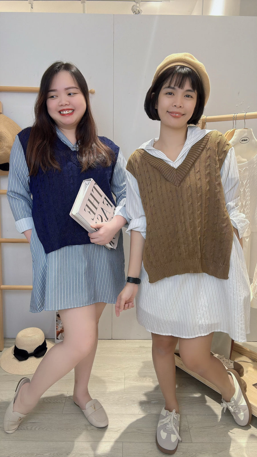 线条雪纺并接针织连帽短套裙