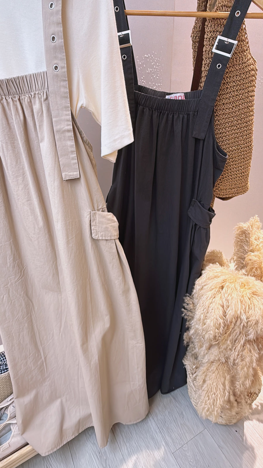 吊带工装连身裙