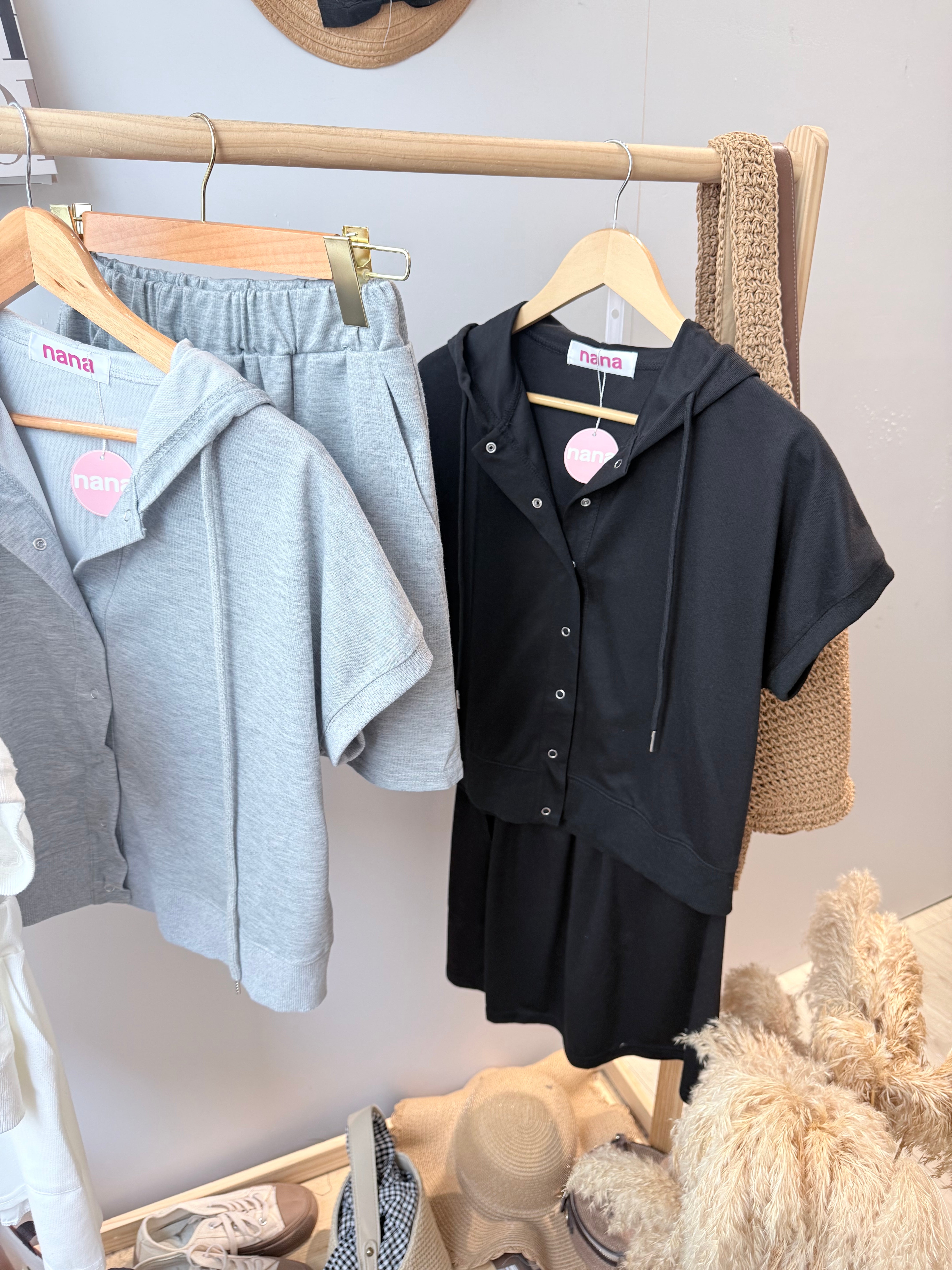 连帽棉质舒服方便裤裙套装