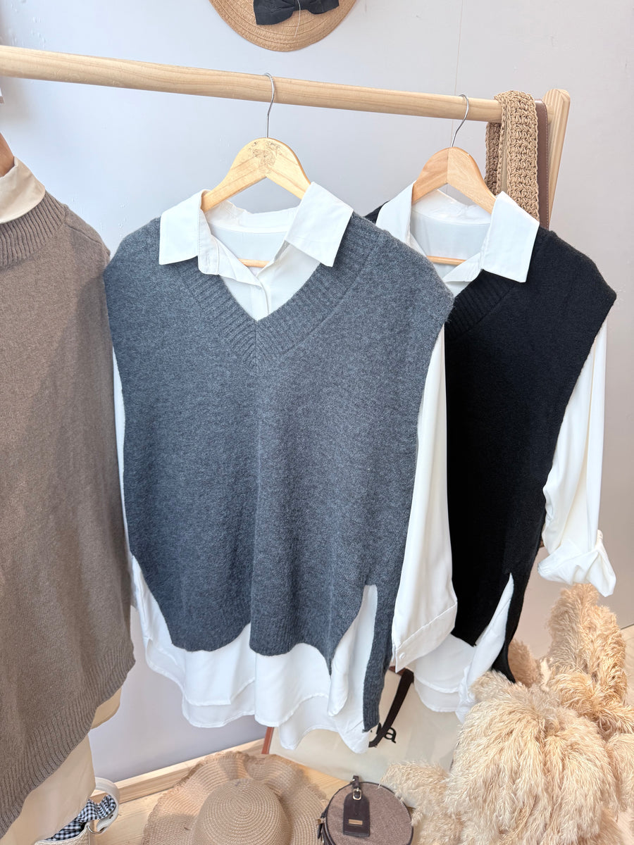 雪纺并接针织短连身裙