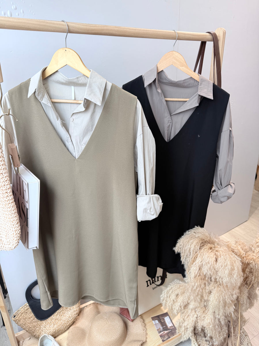 西装并接Polyester两件式短套裙