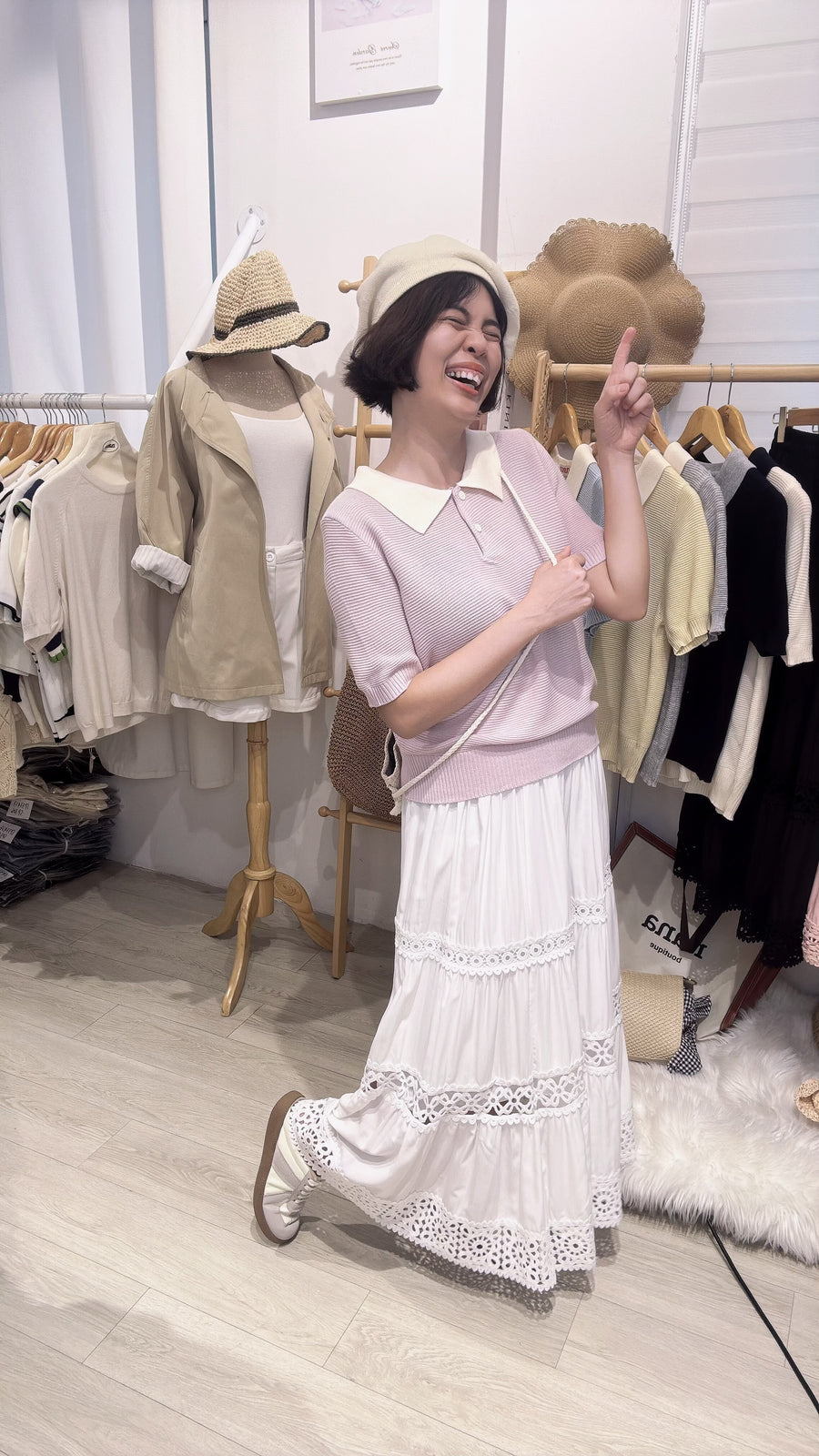 Polo领甜美生活够力软针织上衣