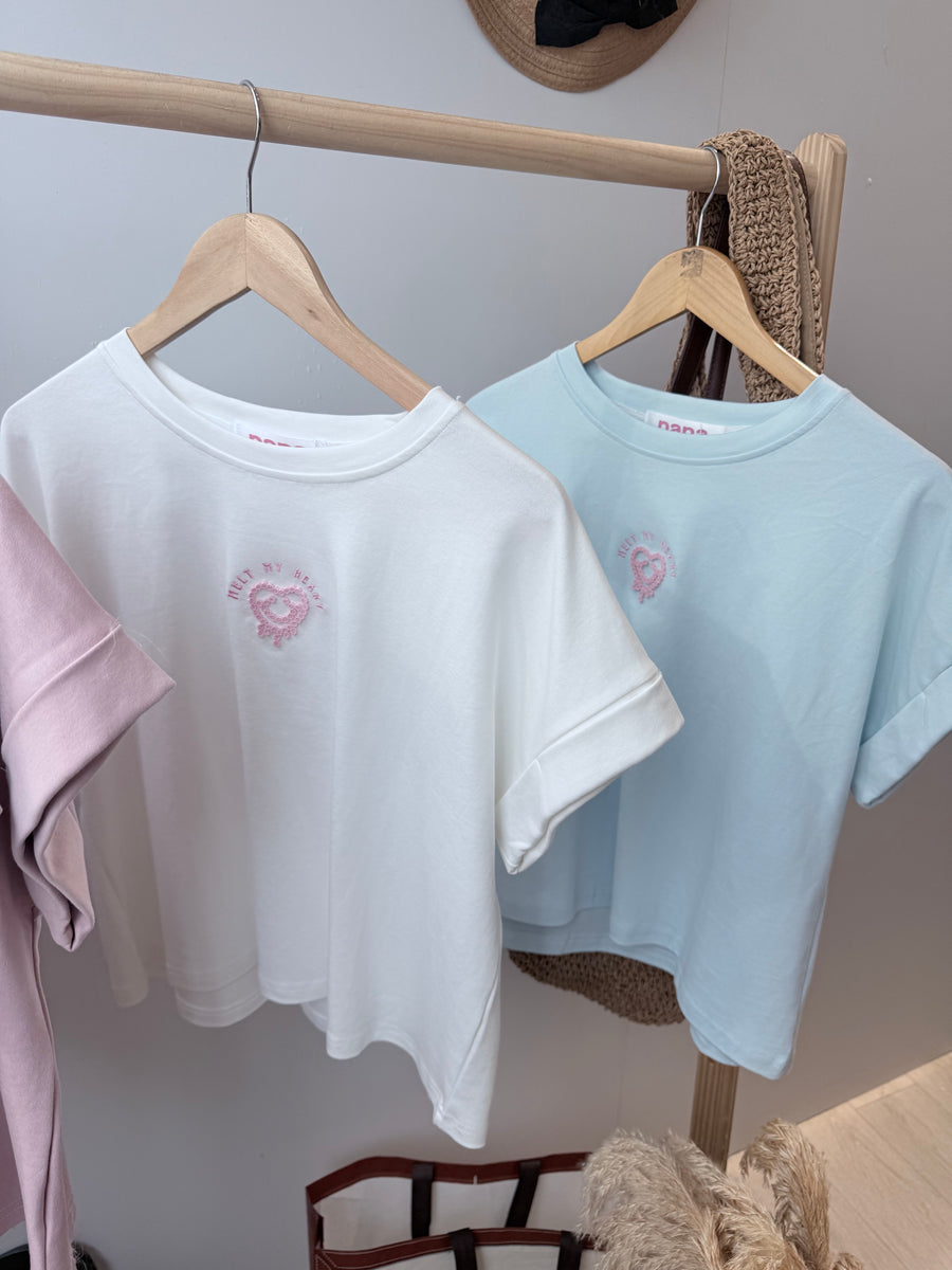 滑滑棉质单色心形图案上衣