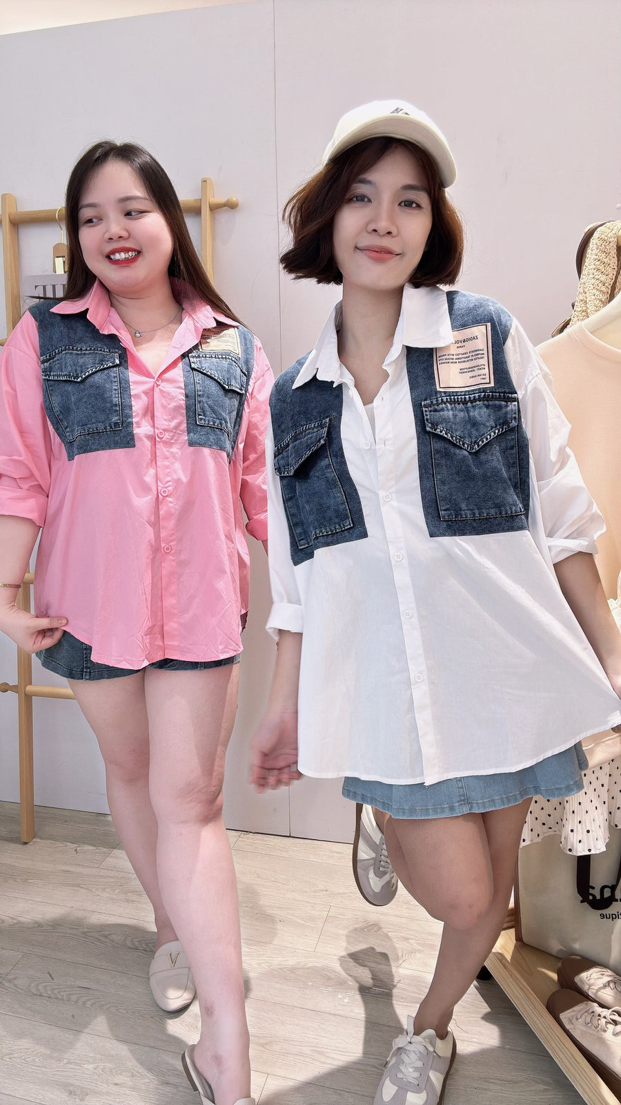 牛仔边单色衬衫