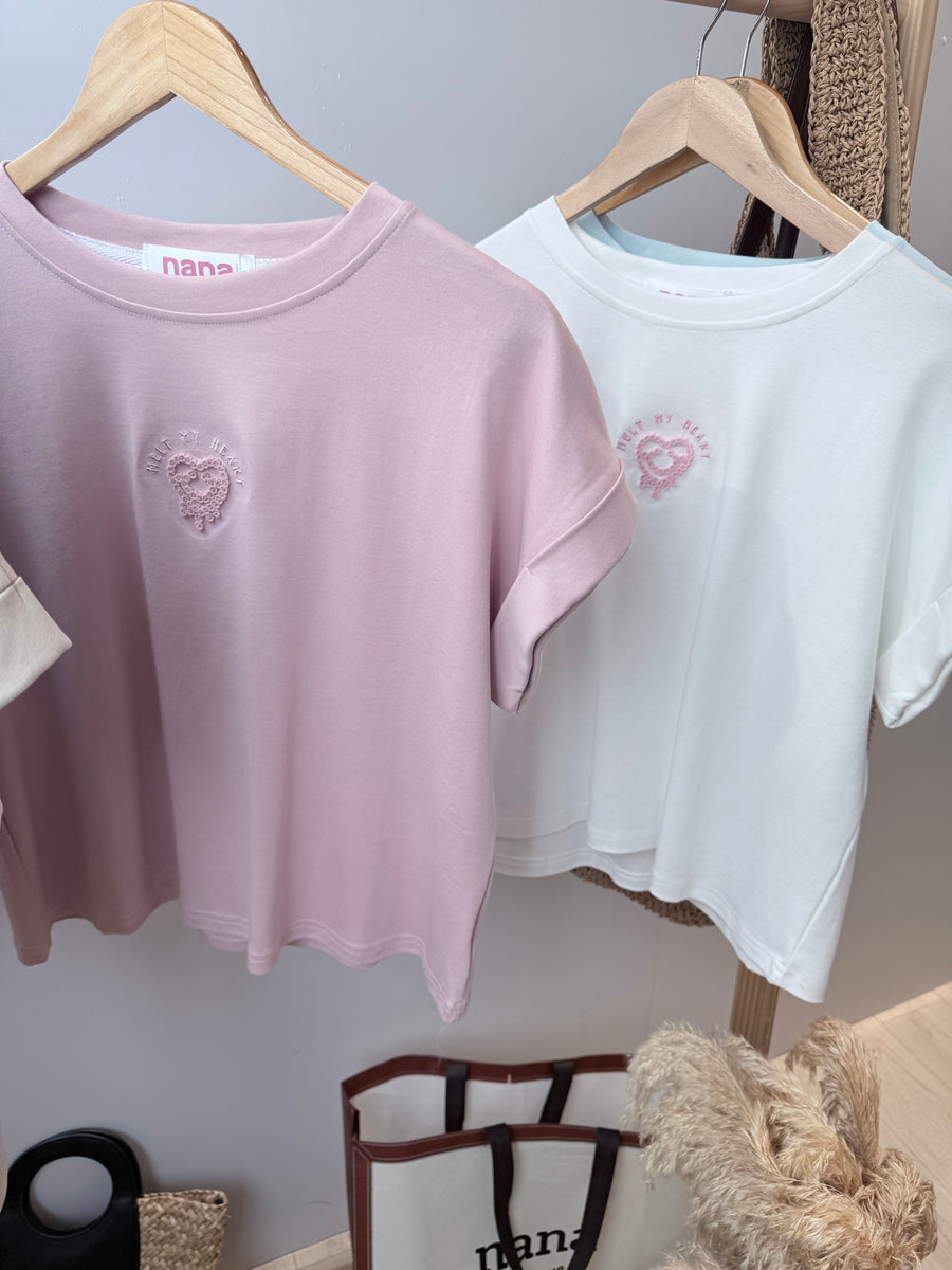 滑滑棉质单色心形图案上衣