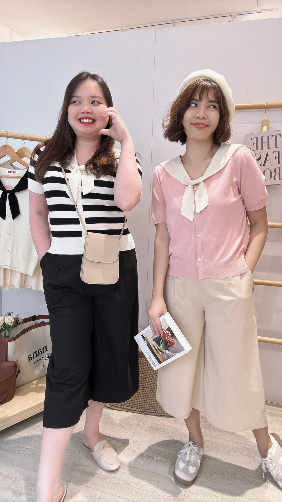 麻料松紧腰八分裤