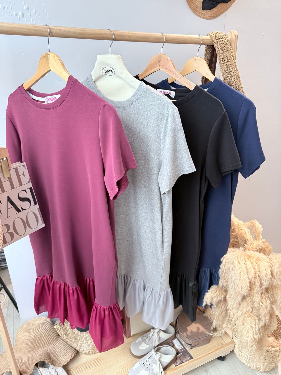 太空棉滑滑软软拼接雪纺套裙