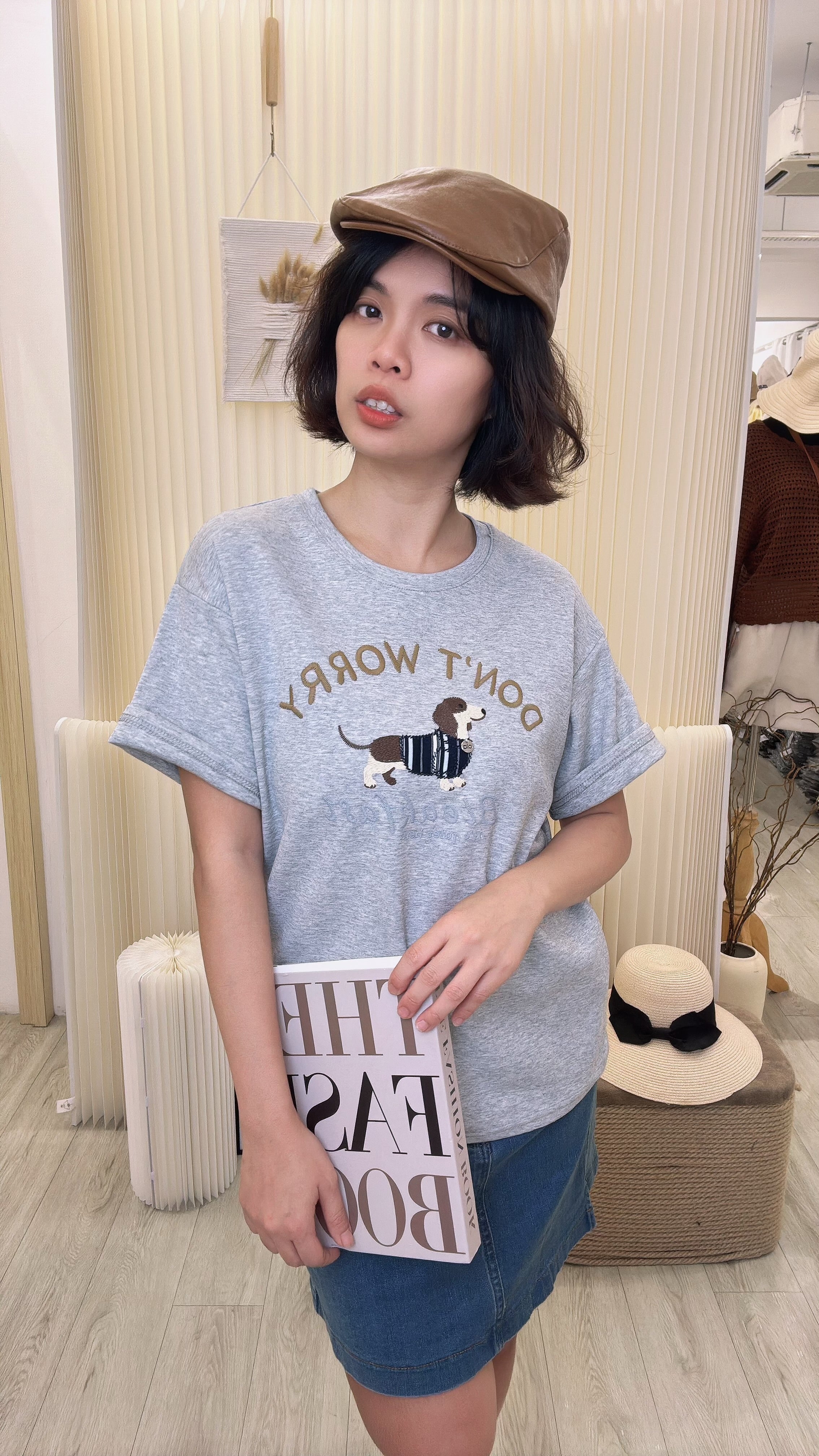 小狗刺绣好穿premium cotton上衣