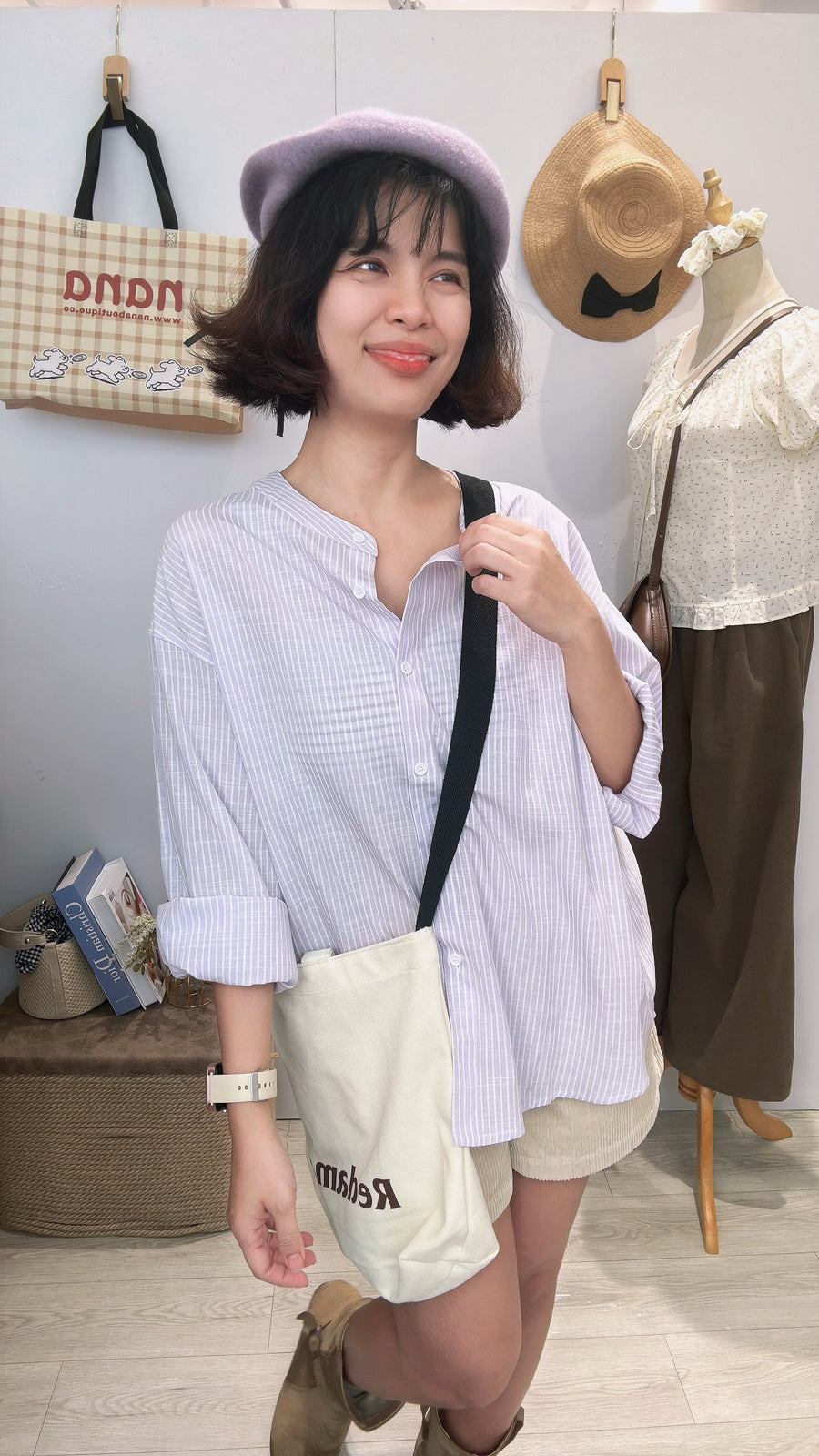 好穿直线条宽松棉麻衬衫