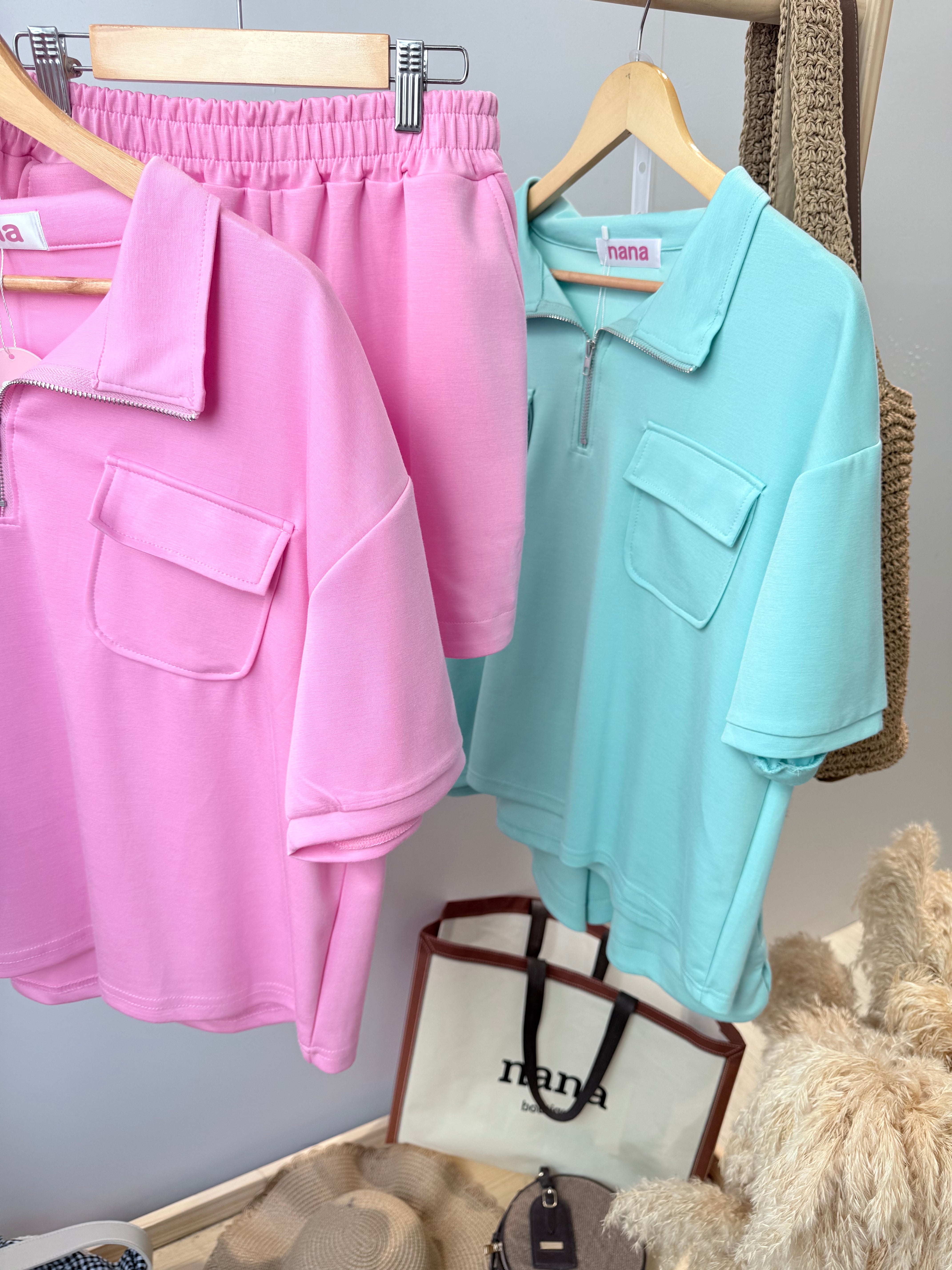 空气棉单色短裤套装