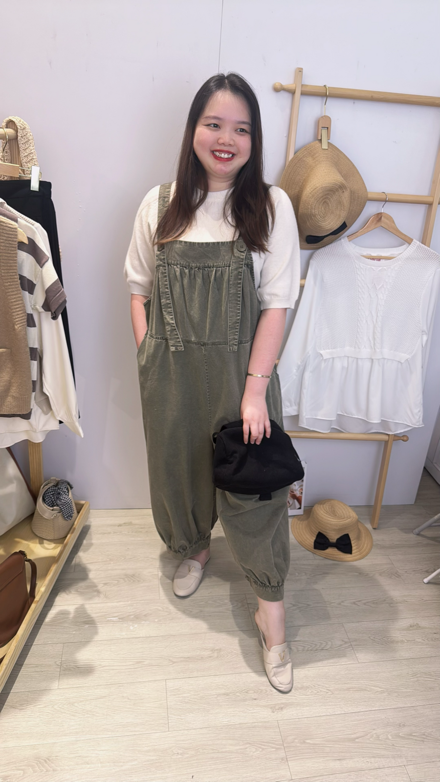 杂染色牛仔吊带拖地裤