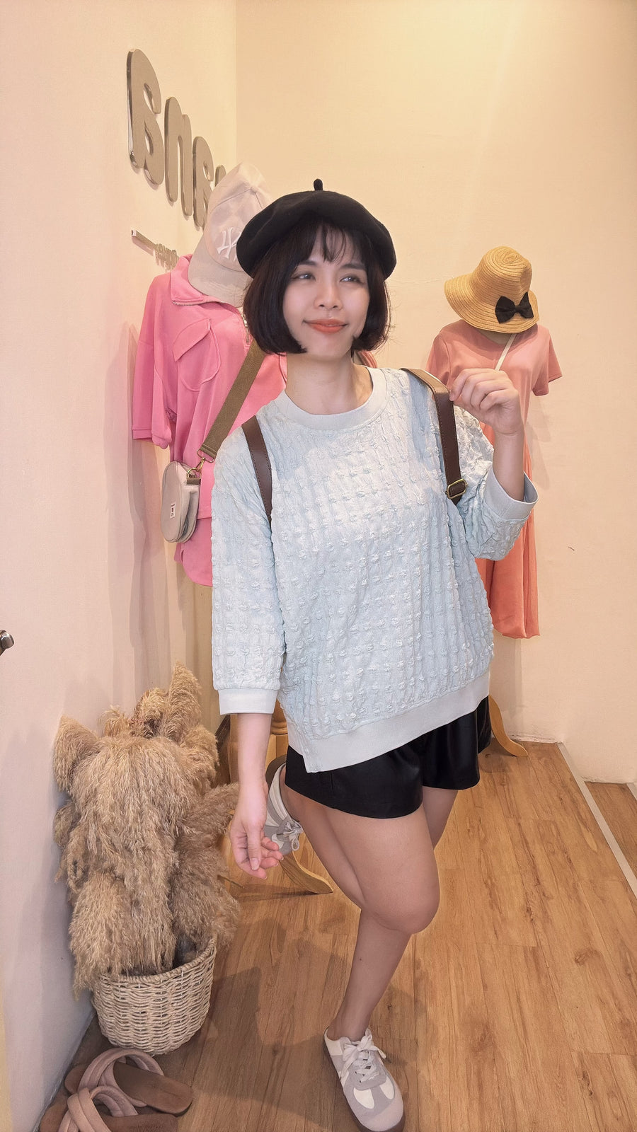 甜美泡泡棉宽松上衣