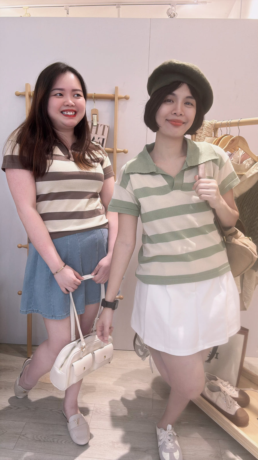 柔软Polo领线条软针织上衣