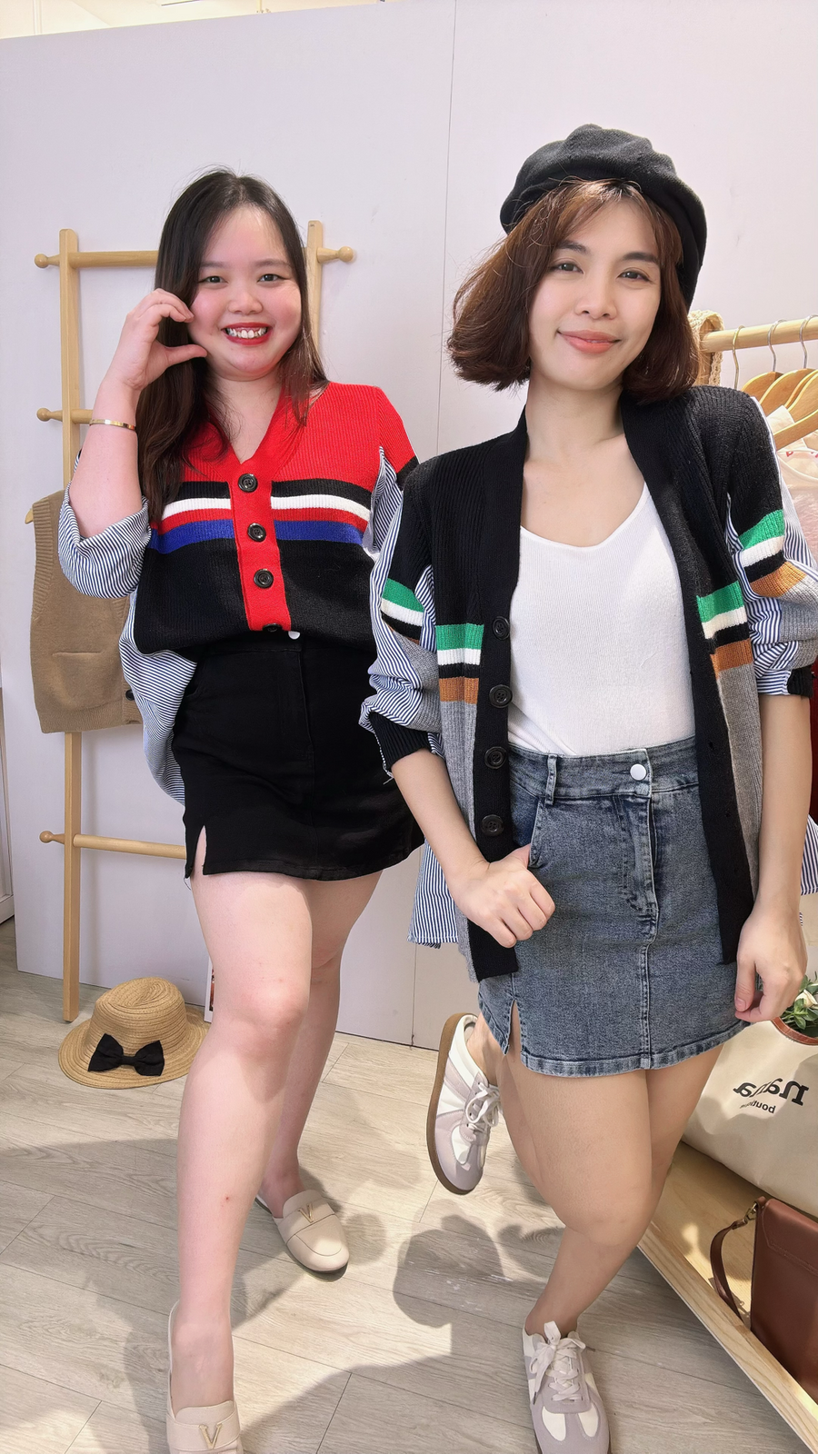 漂亮宽松针织并接衬衫上衣