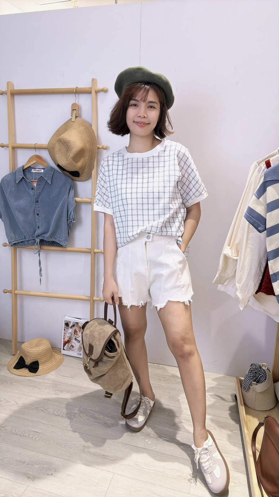 格子甜美衬衫面料上衣