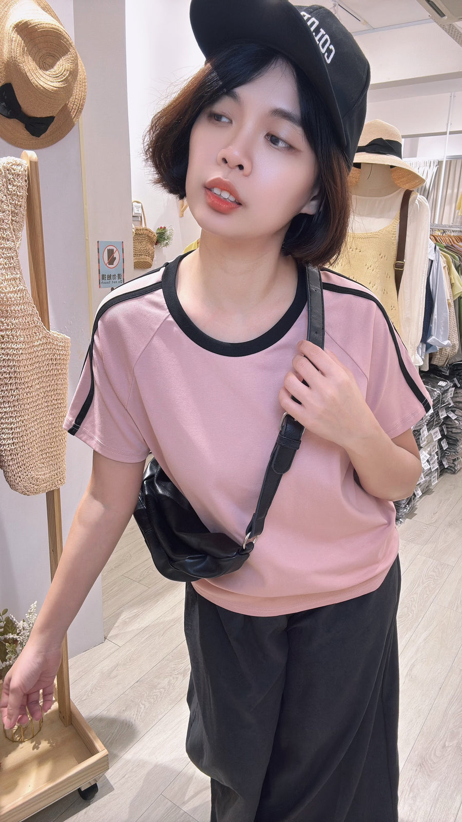 圆领两条线好好穿纯棉上衣