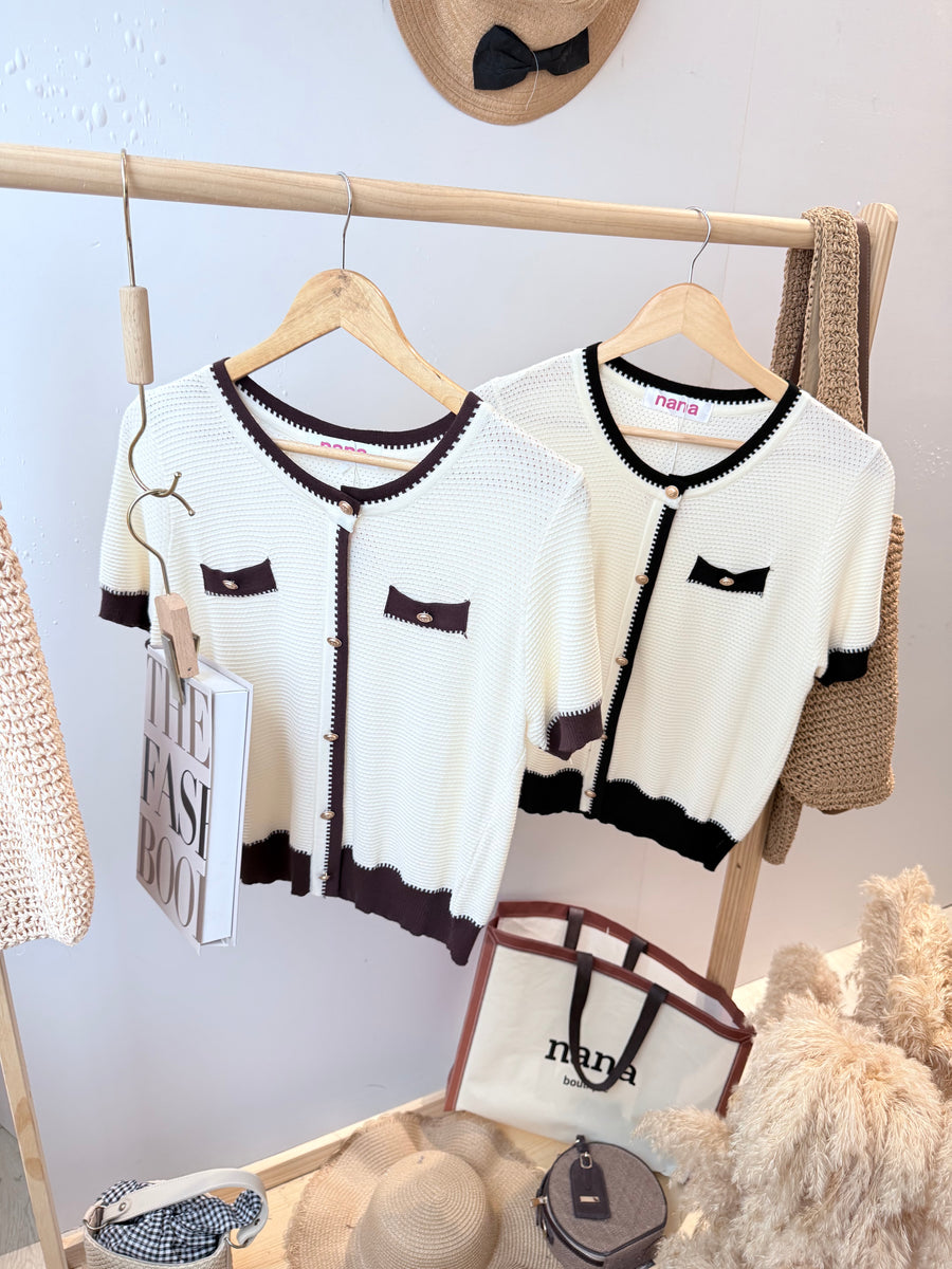 气质假纽小香风大弹针织上衣