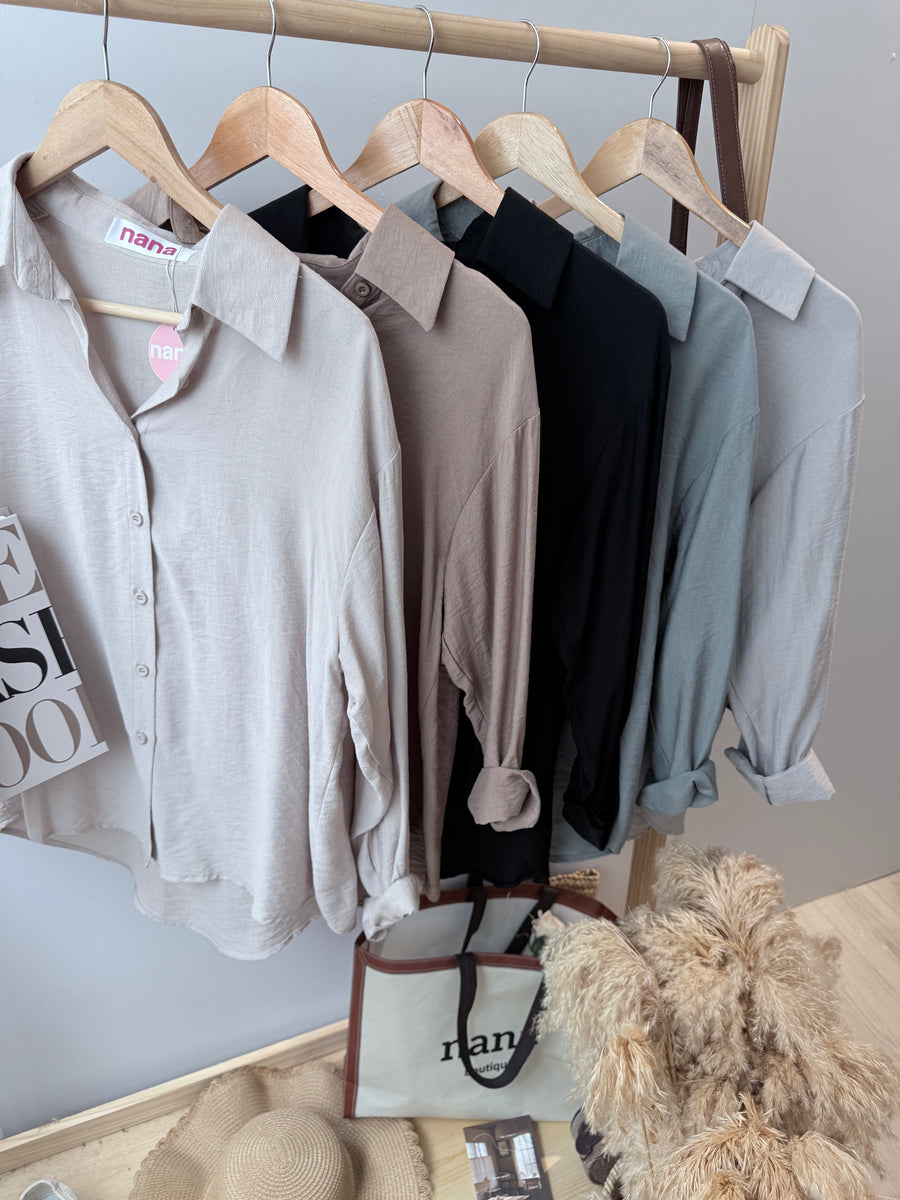 单色软软棉麻衬衫