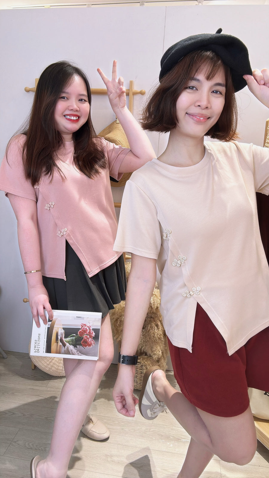 棉质中国结小开叉上衣