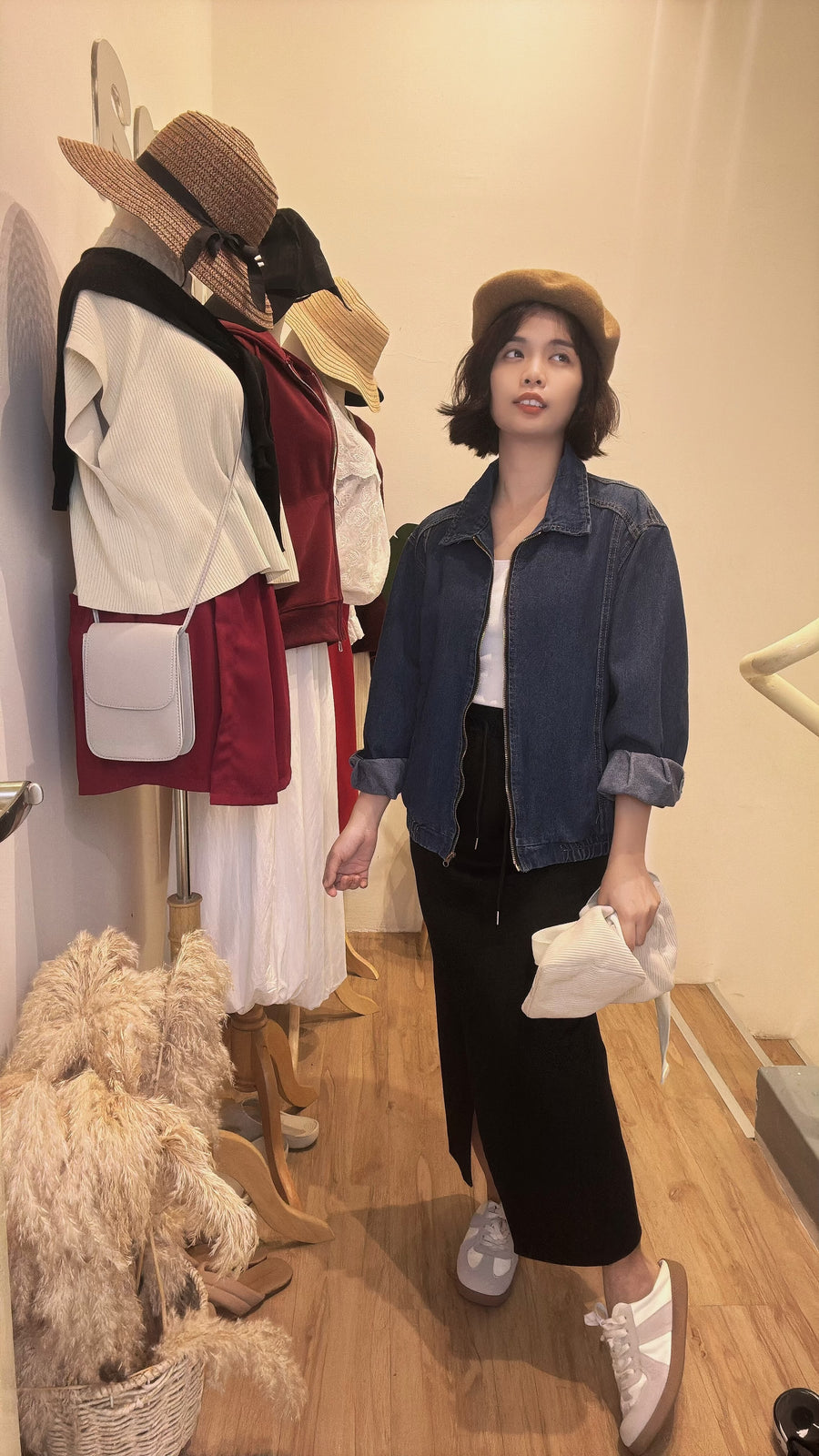 太空棉松紧腰开叉长裙