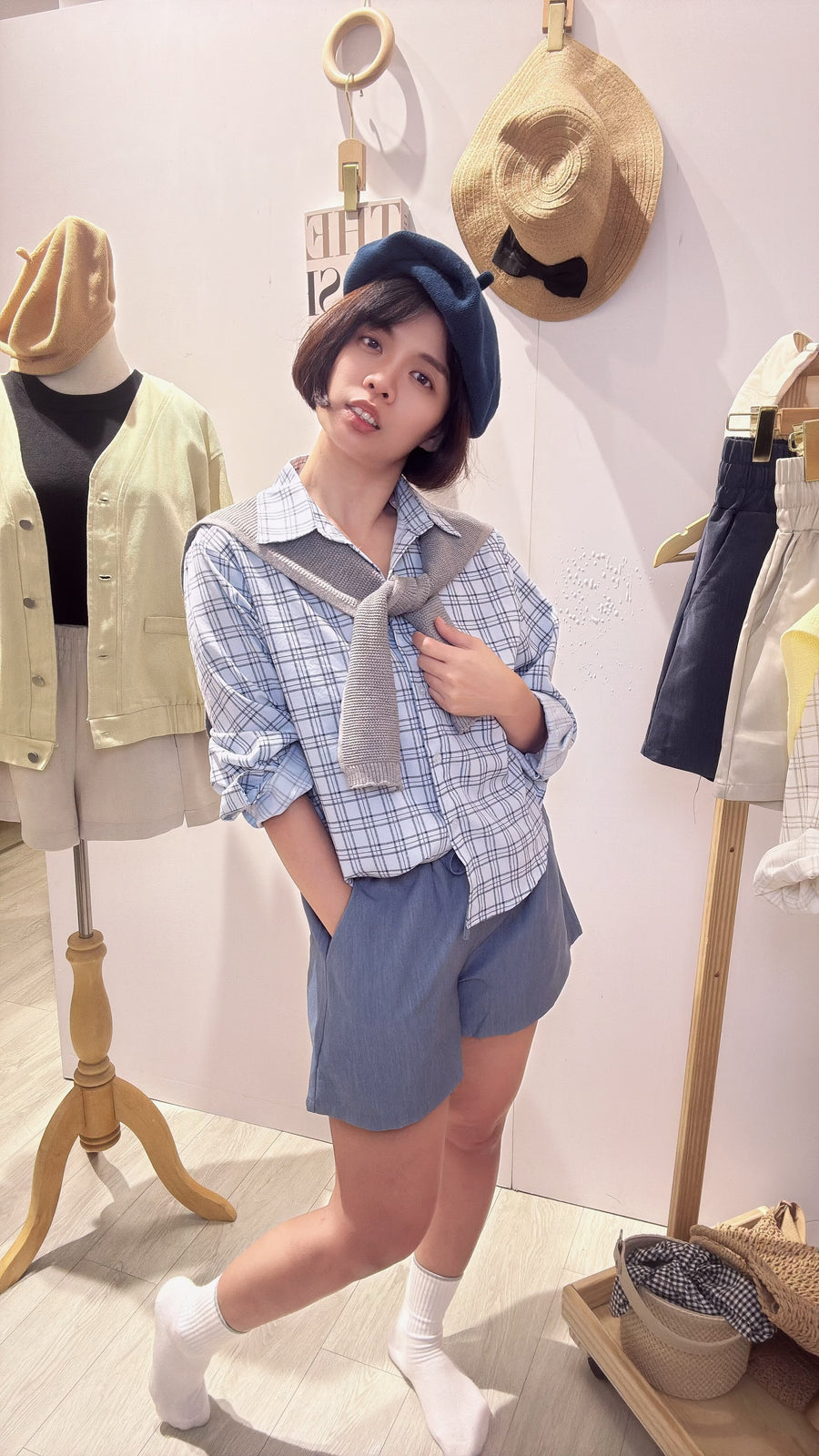 好看🤍披肩舒服格子上衣✨