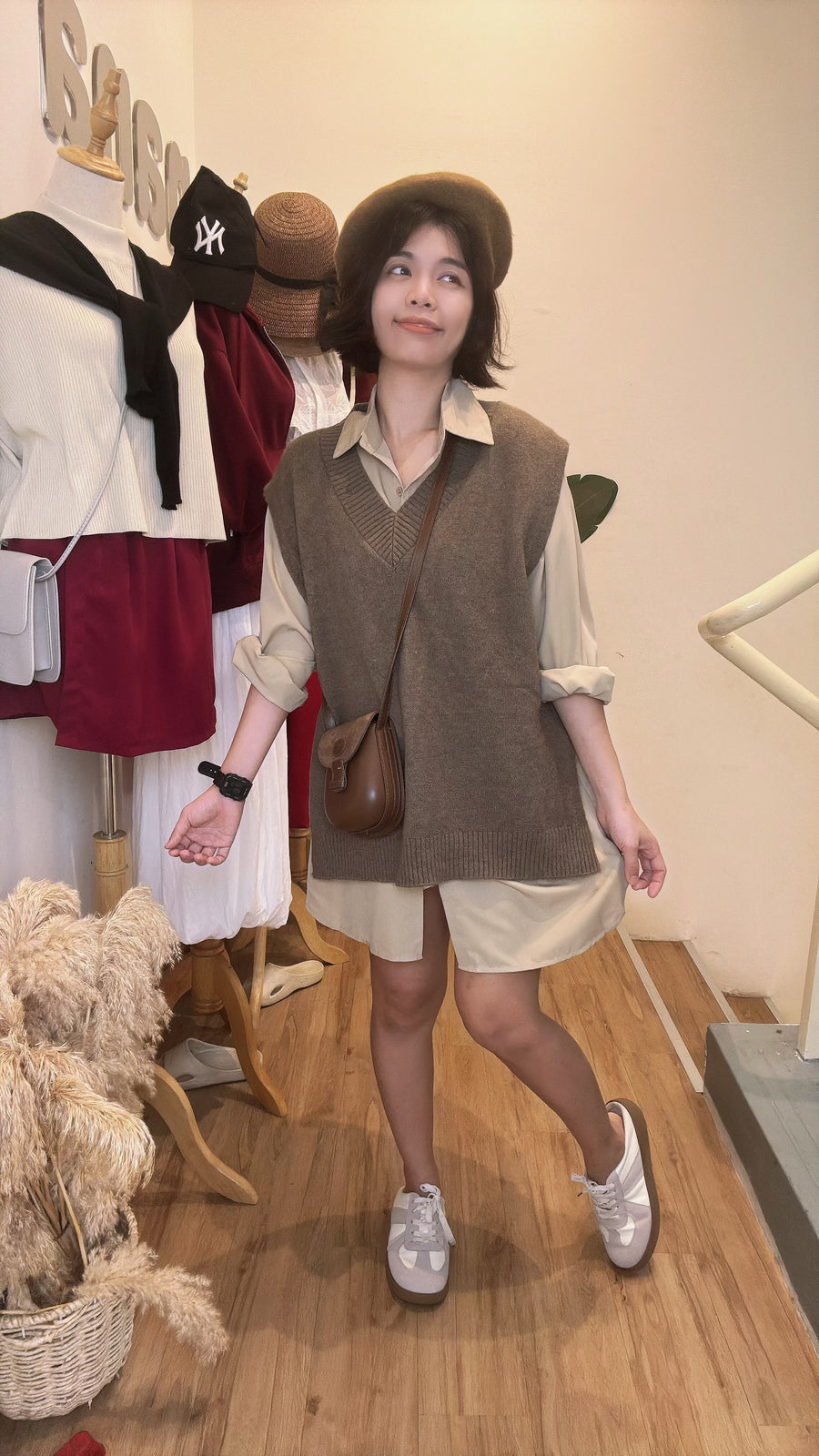 雪纺并接针织短连身裙