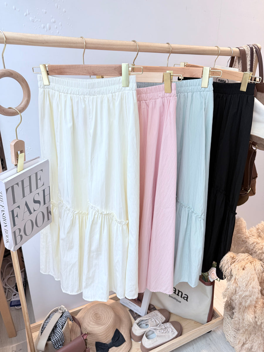 甜美polyester木耳边设计半裙