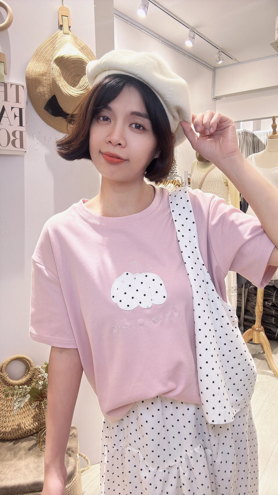 可爱图案波点长裙棉质舒服套装