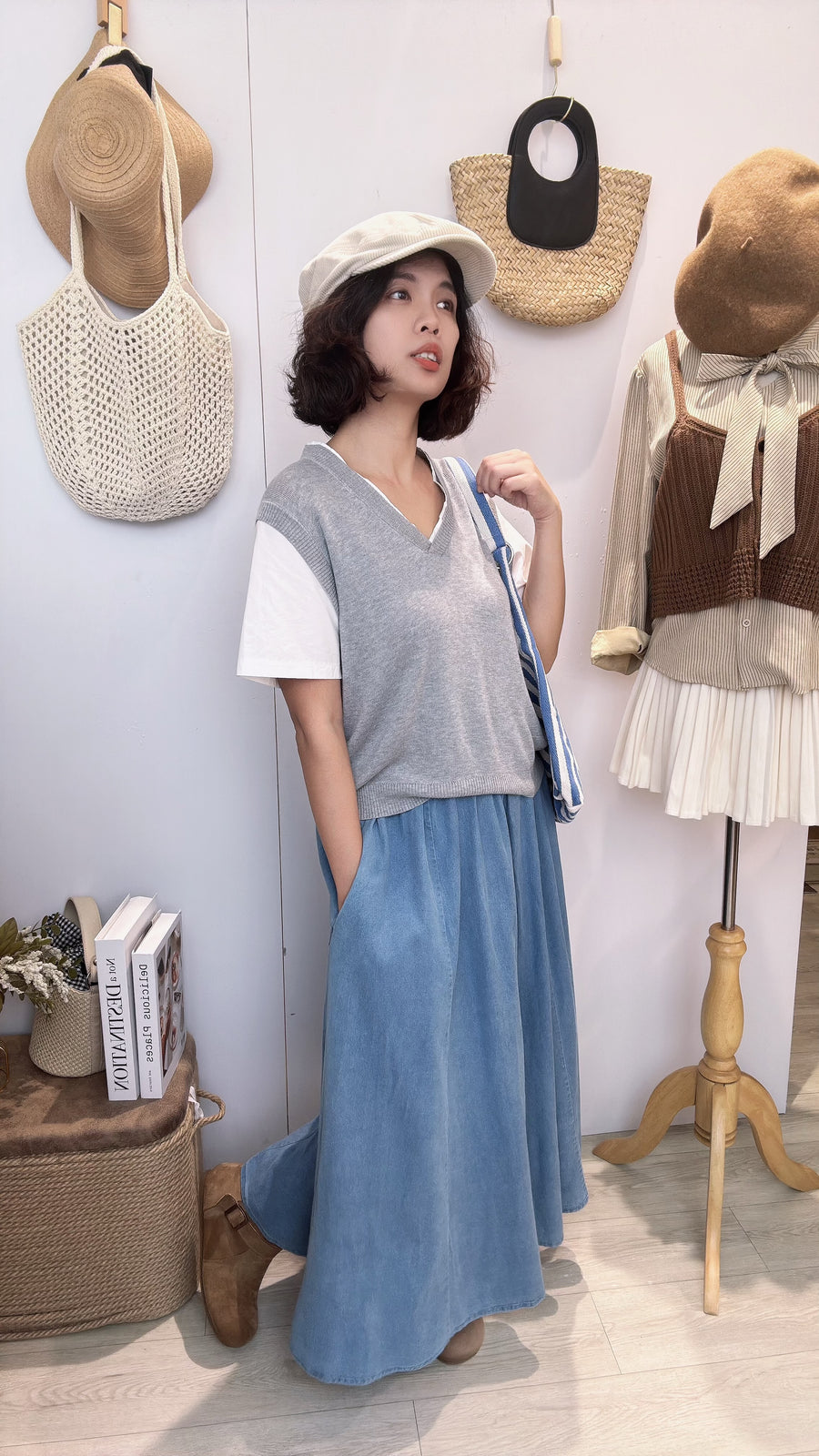 针织并接假两件衬衫上衣