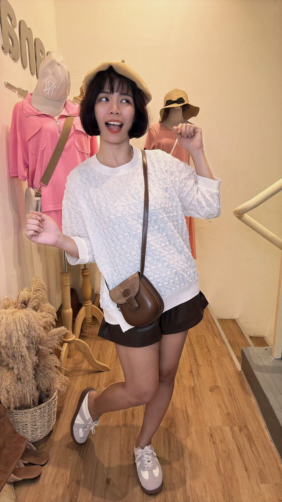 甜美泡泡棉宽松上衣