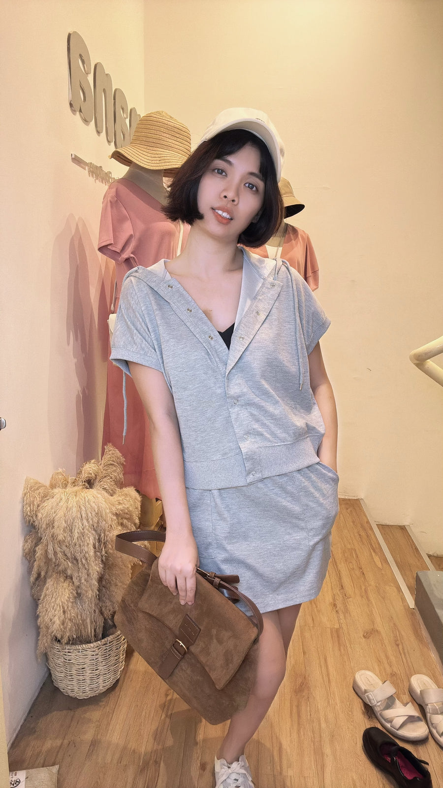 连帽棉质舒服方便裤裙套装