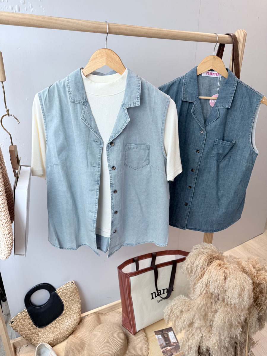 薄牛仔出袖外套上衣