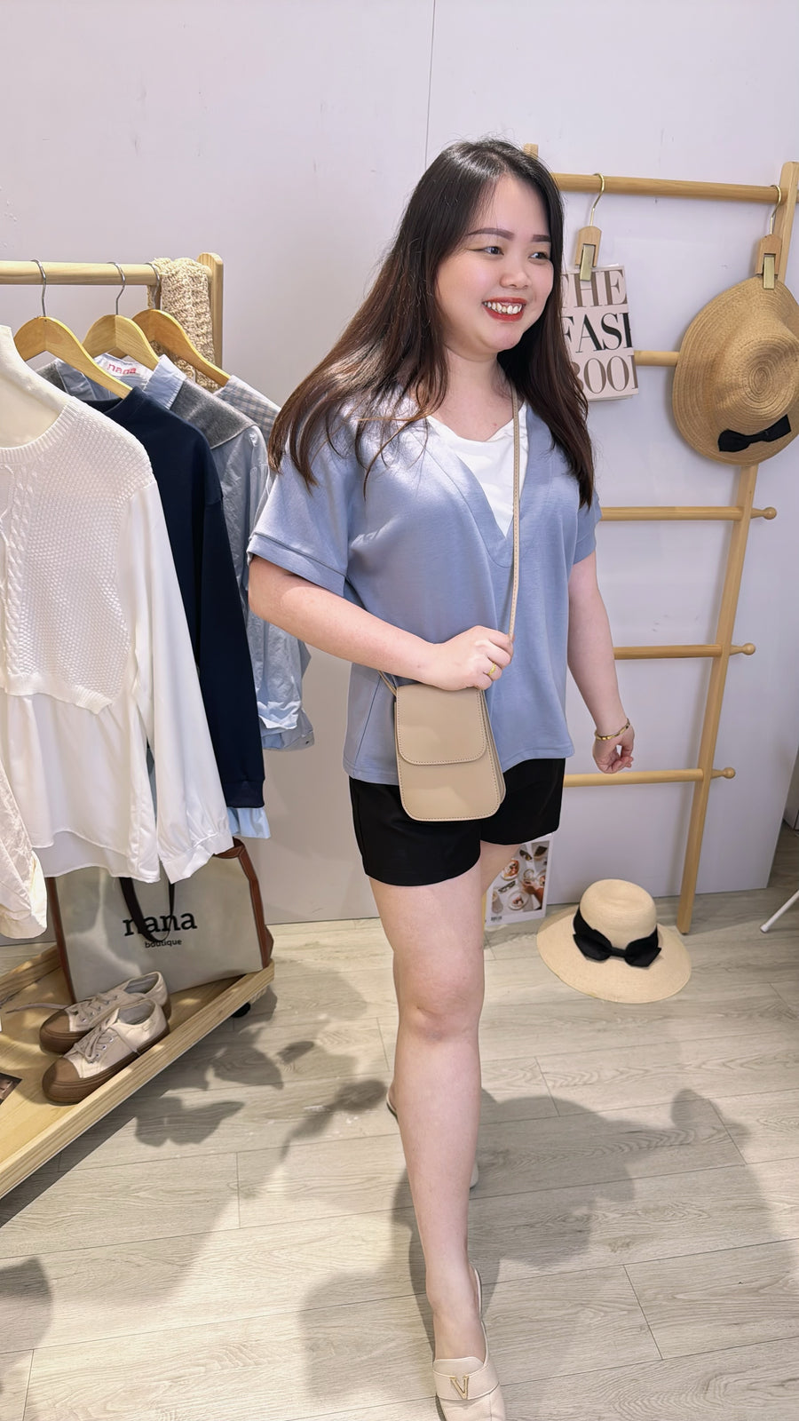 V领太空棉好穿假两件上衣