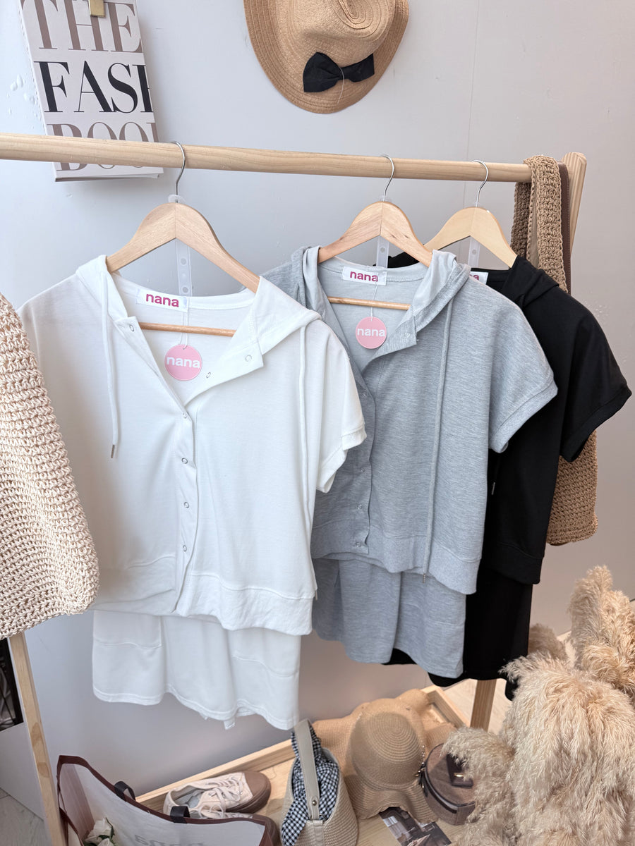 连帽棉质舒服方便裤裙套装