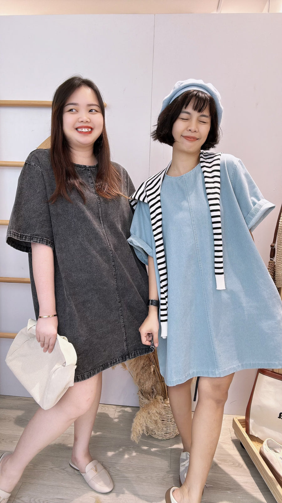 直身牛仔短套裙