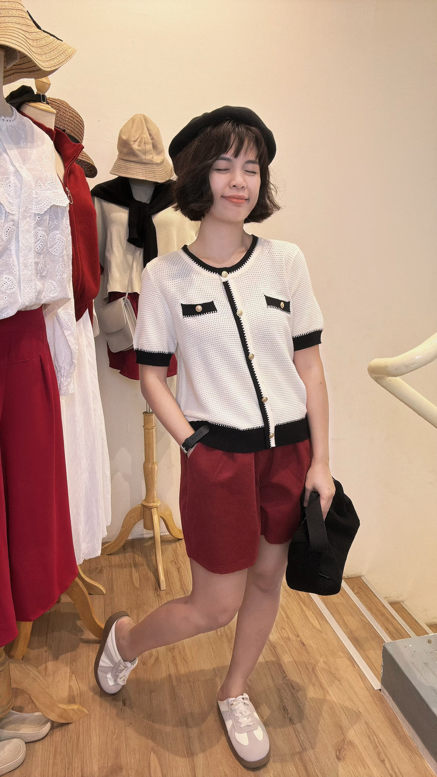 气质假纽小香风大弹针织上衣