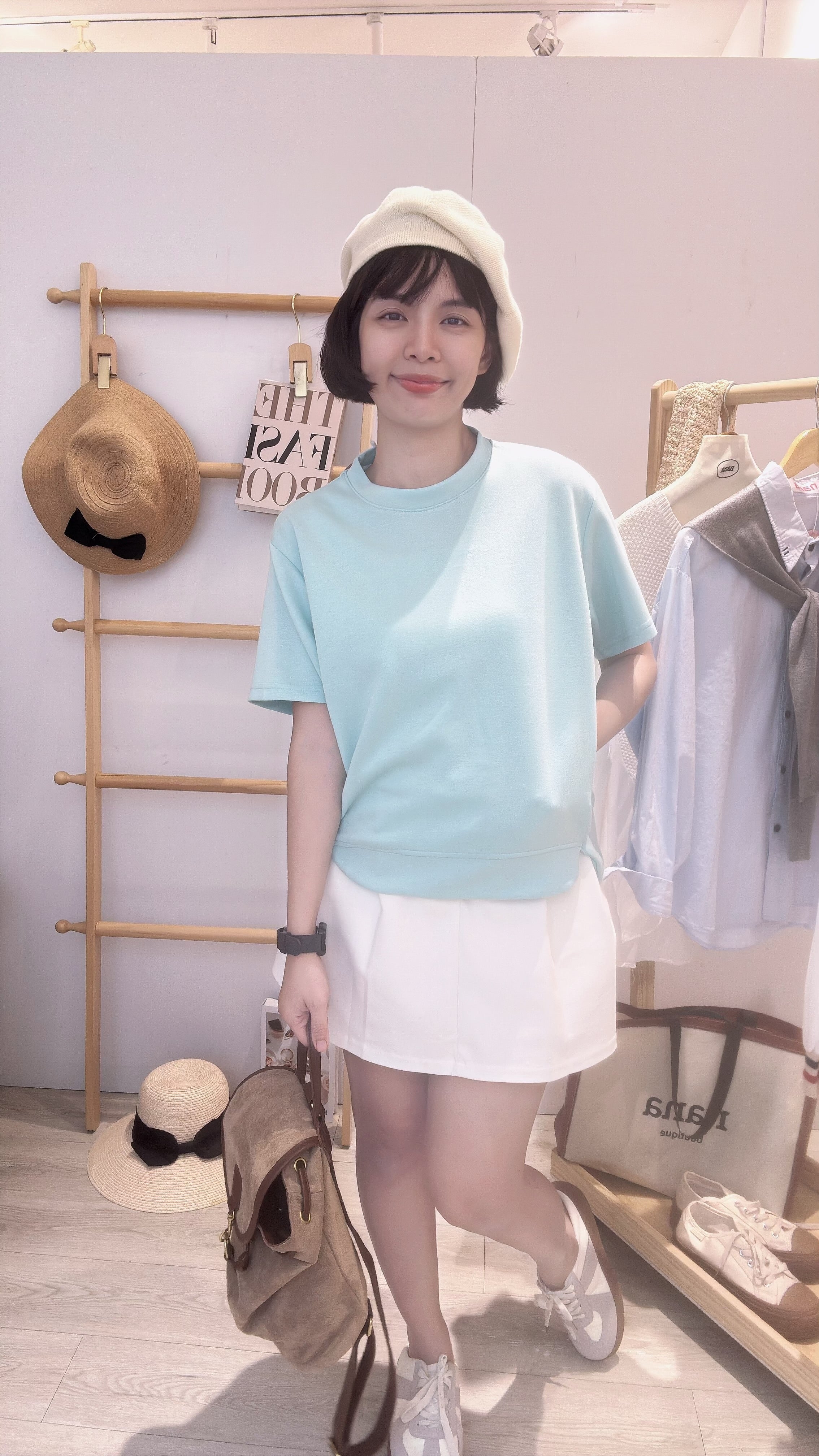 独家太空棉前短后长上衣