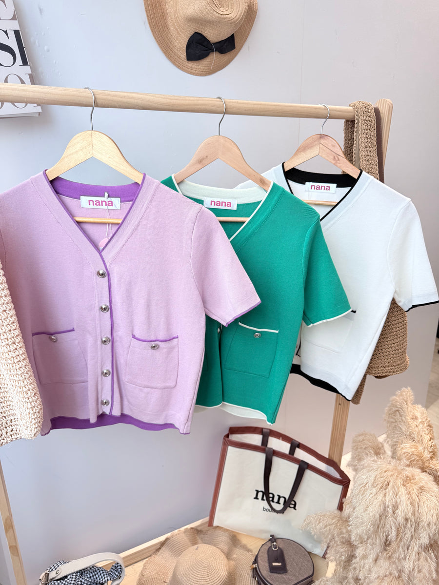 小香风针织假纽上衣