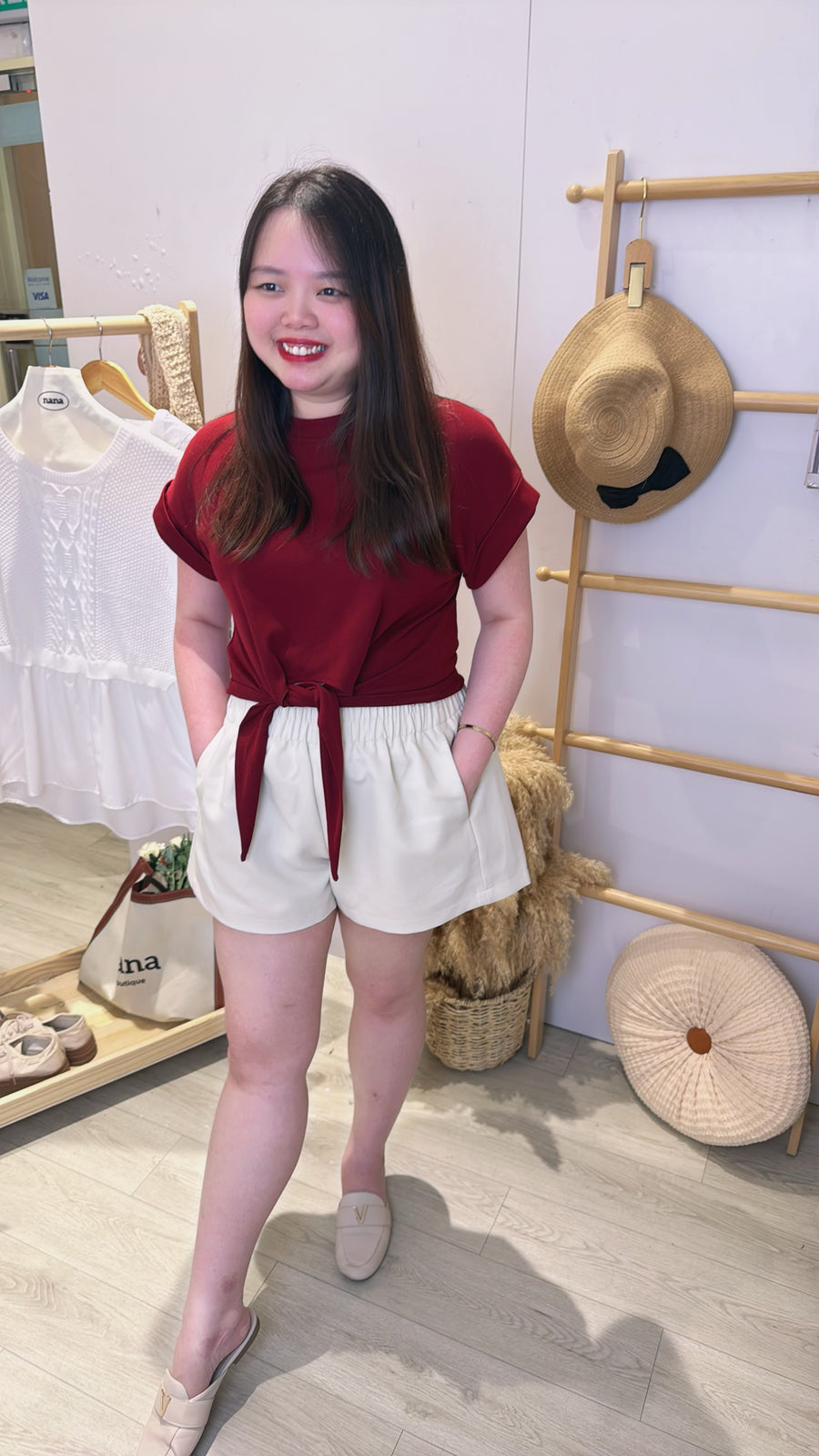 nana经典款绑带收腰好穿棉质上衣